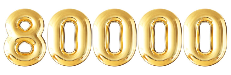 80k Follower Bubble Number Gold 3d Render