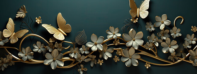 Intricate golden foliage design, ideal for a sophisticated Saint Patrick's Day celebration theme.