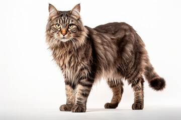 Cat isolated on a white background. Animal left side view portrait