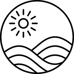 Mountain circle line icon