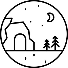 Cave circle line icon