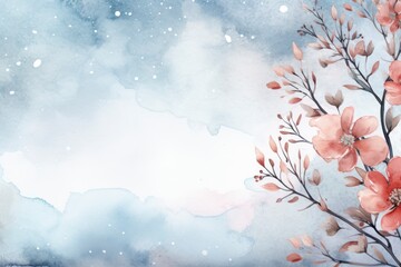 Winter background with a flower and copy space text area