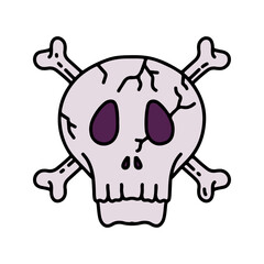Skull And Bones Colored Outline Style in Design Icon