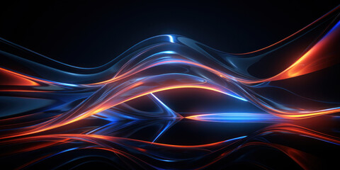 Naklejka premium Vibrant, intertwining neon waves, showcasing a modern, glass morphism.