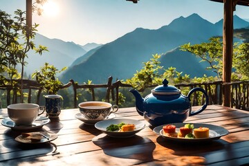 cup of tea in the mountains