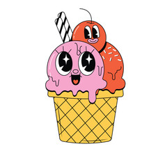 Red And Pink Playful Ice Cream | Food Retro Style