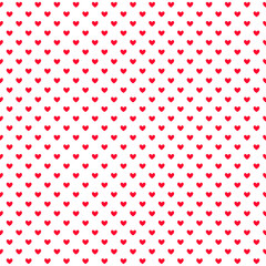 Red hearts seamless pattern. Valentines polka dot repeat background. Heart-shaped dots decorative texture for textile, fabric, cover, poster, banner, print, card, invitation. Vector wallpaper