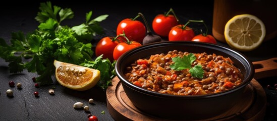 Delicious lentil stew featuring tomatoes