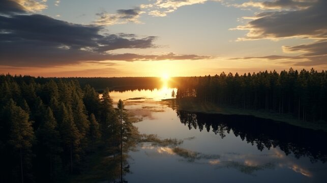 ［AI生成画像］綺麗な川と森、夕方、日没27