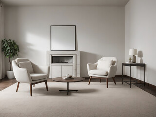 Minimal living room interior design with white sofa and carpet, Mockup interior design concept