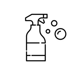 Spray cleaner making bubbles. Cleaning supplies. Pixel perfect, editable stroke icon