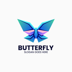 Vector Logo Illustration Butterfly Gradient Colorful Style