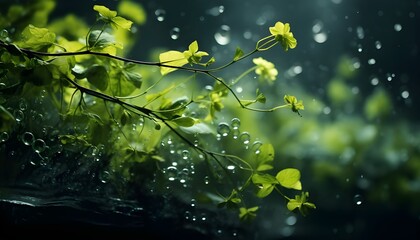 leaves in the rain