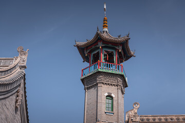 Fototapeta na wymiar Close up on the minaret of The Great Mosque of Hohhot, Inner Mongolia, China