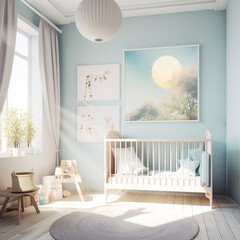 illustration of a babies bedroom  - obrazy, fototapety, plakaty