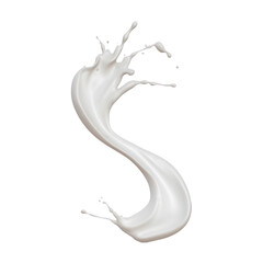 realistic milk splashes or wave with drops and splatter isolated on a transparent background, milk splash, yogurt splash, Generative AI