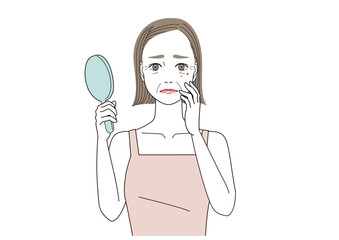 シミ、しわ、たるみ　顔の老化に悩む女性