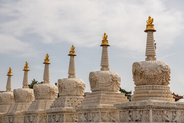 Fototapeta na wymiar Eight Merits stupas in Da Zhao or Wuliang Temple, Hohhot, Inner Mongolia, China