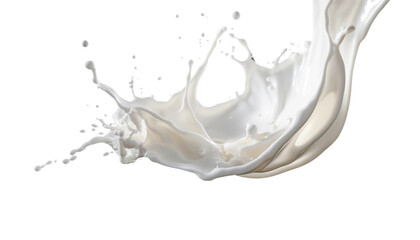 realistic milk splashes or wave with drops and splatter isolated on a transparent background, milk splash, yogurt splash, Generative AI - obrazy, fototapety, plakaty