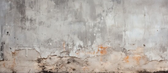 Weathered cement surface with uneven rain stained spots on the old buildings car park wall - obrazy, fototapety, plakaty