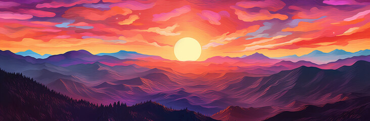 A breathtaking scene as the sun sets over the mountains, casting a golden glow above the sea, creating a mesmerizing sunset Created with generative AI tools.