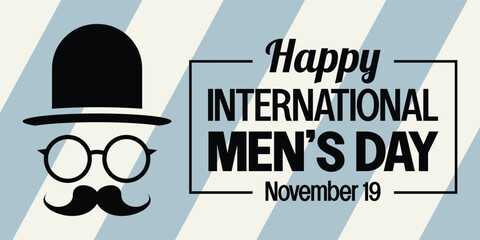 international men's day banner, flat style vector. design for banner, poster, flyer, greeting card, social media, web.