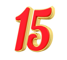 15 Red Gold Number