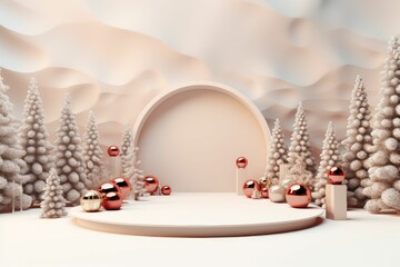 christmas 3d background products minimal podium pastel color	