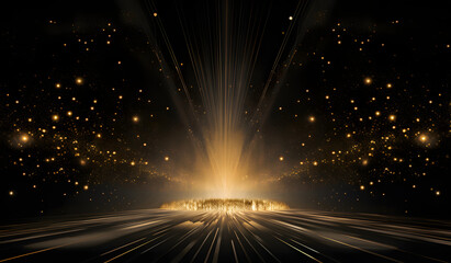 Abstract wallpaper of falling gold light and powders.