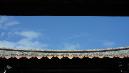 The old fishing village view with the traditional architectures on the south of the China along the ocean coast