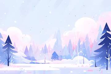 Fototapeta na wymiar Beginning of winter solar term, forest snow scene concept illustration