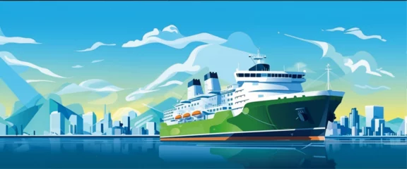 Ingelijste posters Green shipping, cargo container ship, logistics in environmentally friendly, LNG ship © Guma