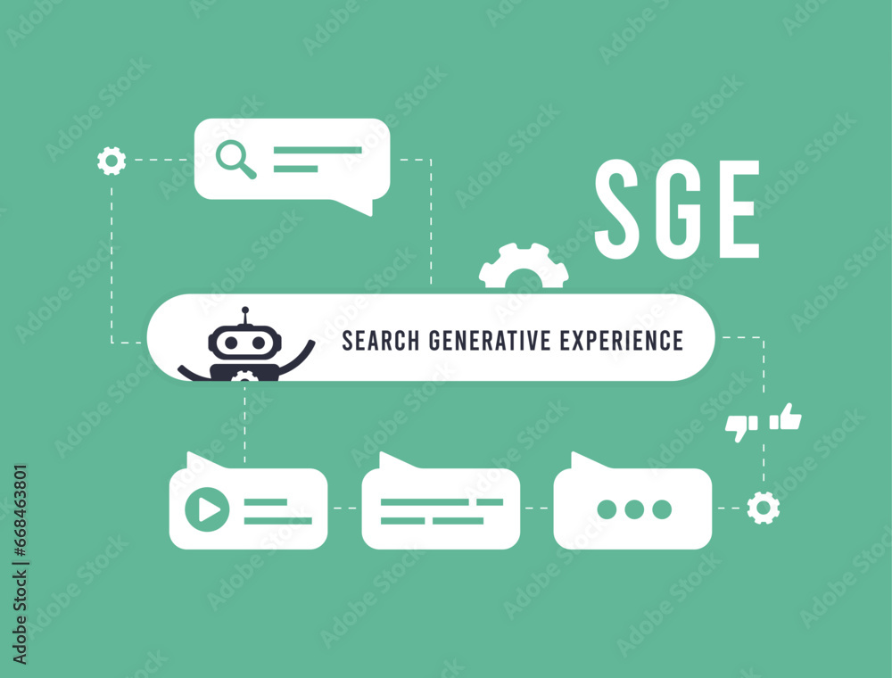 Poster sge - search generative experience concept. generative ai-powered search experience. vector isolated