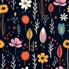 Hand drawing florals , Flower background Seamless Pattern illustration graphic Design