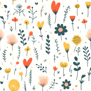 Hand drawing florals , Flower background Seamless Pattern illustration graphic Design