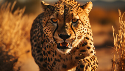 Majestic cheetah, spotted beauty, wild and free in Africa generated by AI