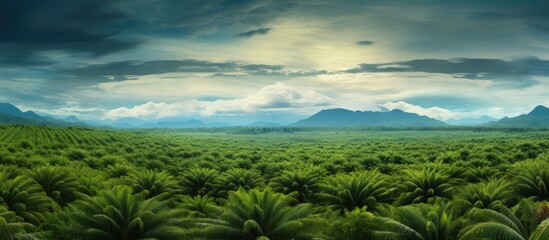 Growing palm oil plantation - obrazy, fototapety, plakaty