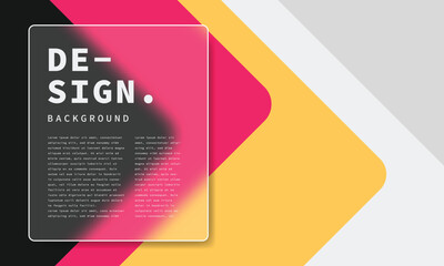 Colorful minimalist geometric background with glassmorphism frame. Simple polygon backdrop design with blurred frame. Suitable for poster, banner, presentation, or announcement.