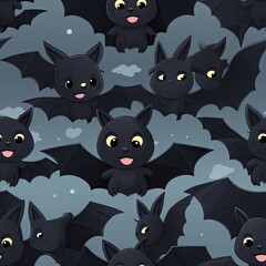 Seamless Pattern Cartoon character of bat