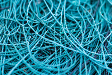 Close-up of a Tangled Fishing Net