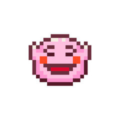 Pixel Art Chinese Lucky Mask. Retro 8 bit Style Traditional Festive Face Symbolizing Celebration and Lunar New Year. Ideal for Sticker, Retro Decorative Element, Game Asset, Emoji, Patch, Avatar.	