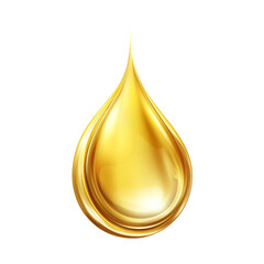 Oil drop isolated on a transparent background, Con of gold liquid drop like oil, Gasoline or vitamins from droplet, Serum droplet with air bubbles. Generative AI