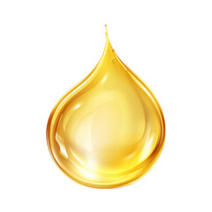 Oil drop isolated on a transparent background, Con of gold liquid drop like oil, Gasoline or vitamins from droplet, Serum droplet with air bubbles. Generative AI