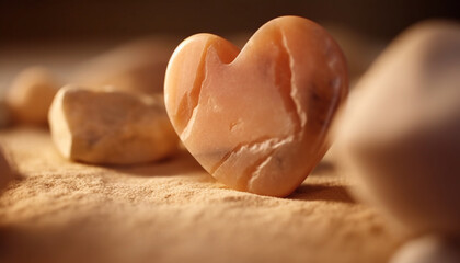 Freshly baked heart shaped cookie on a wooden table, symbolizing love generated by AI