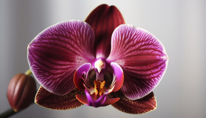 Purple orchid blossom, a single flower of elegance and beauty generated by AI