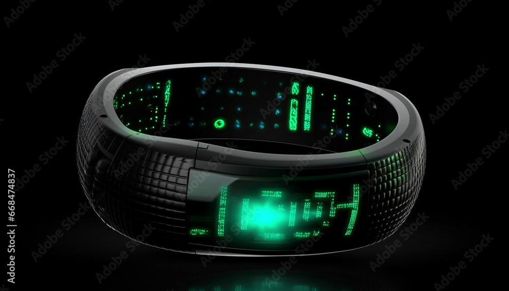 Poster digital speedometer watching time on a modern black dashboard clock generated by ai