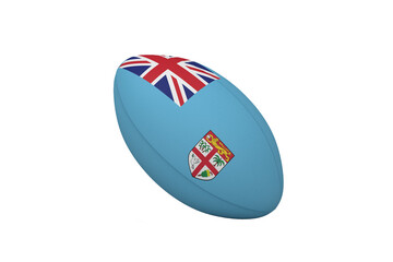 Obraz premium Digital png illustration of rugby ball with flag of fiji on transparent background