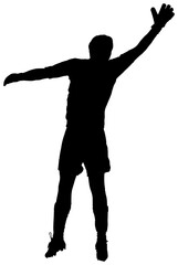 Digital png silhouette image of male football player on transparent background