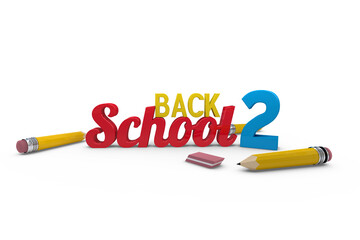 Digital png illustration of back 2 school text with pencils on transparent background