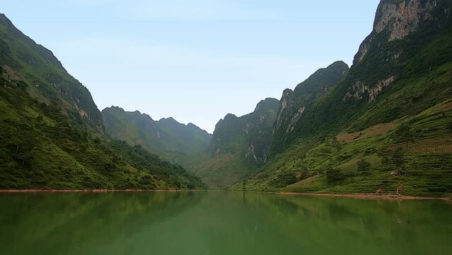 Scenic boat cruise on Nho Que River. Ha Giang, Vietnam.	